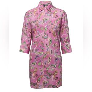 Lauren Ralph Lauren Pink Paisley Shirt Dress Small Button Front Tunic